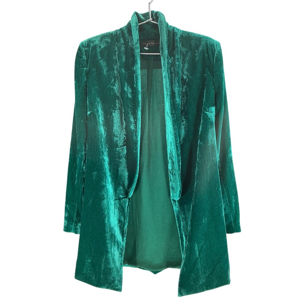 House Of Harlow 1960 Velvet Emerald Chloe Boyfriend Blazer Size S - Picture 2 of 4
